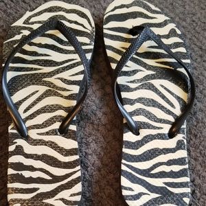 Zebra Flip Flops